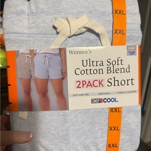 32 Degrees Light Gray and Light Blue Women's Athletic Shorts 2-Pack